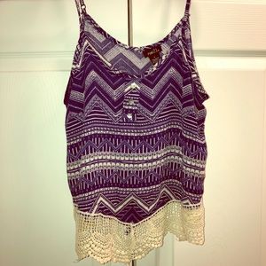 Thin strap patterned tank top